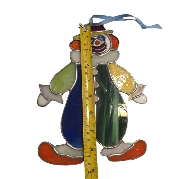Vtg Stained Glass Clown Suncatcher Hanging Decoration Whimsical Ornament Happy - Picture 4 of 5